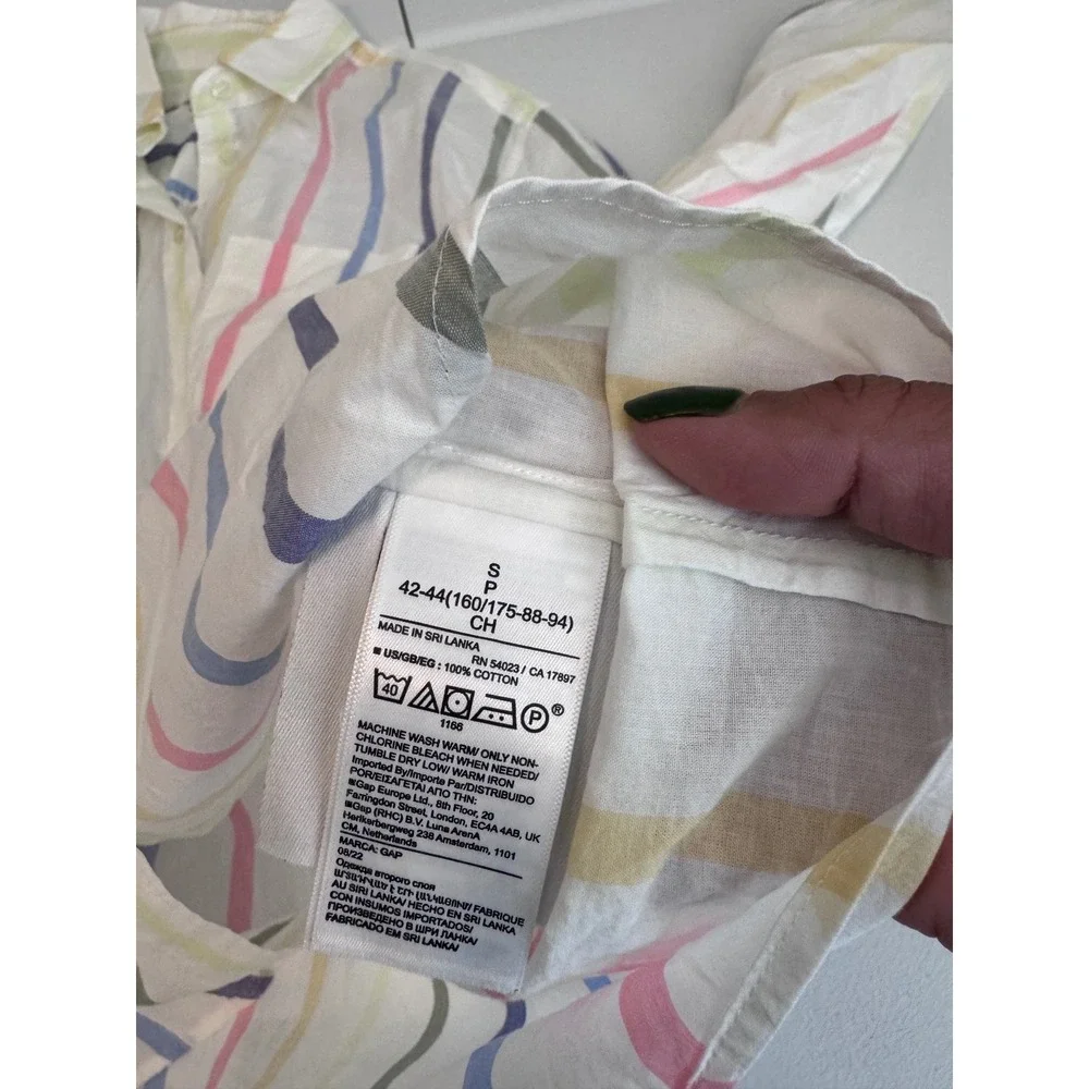 Gap The Big Shirt Pastel Rainbow Stripe Cotton Button Down Oversized Small pp - Picture 5 of 8
